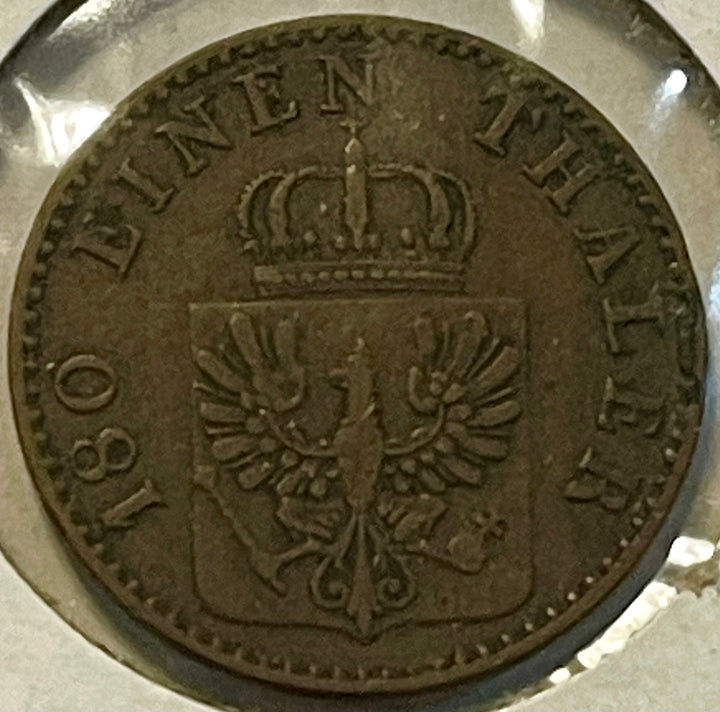 Prussia 1867 A 2 Pfennig Copper Coin KM#481 - Cool Coins & Notes