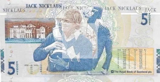 Scotland 2005 UNC Jack Nicklaus 5 Pounds World Banknote - Cool Coins & Notes