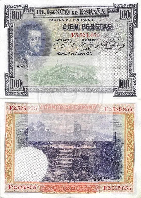 Spain 1925 100 Peseta P-69c ,Used Banknote - Cool Coins & Notes