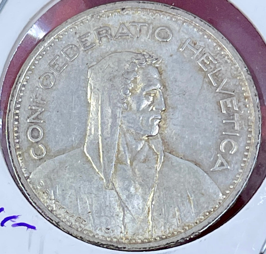 Switzerland 1953 E 5 Francs Silver Coin KM #40 - Cool Coins & Notes