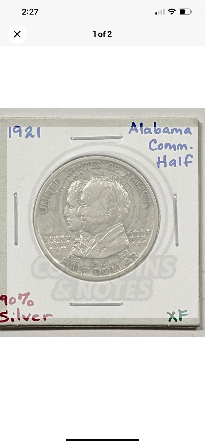 U.S. - 1921 Alabama Silver Commemorative Half Dollar - Scarce - Cool Coins & Notes