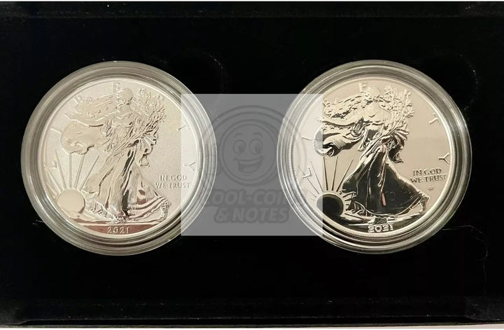 U.S. Mint American Eagle 2021 One Ounce Silver Reverse Proof Two-Coin Set SM139 - Cool Coins & Notes