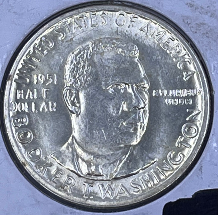 USA 1951 Booker T. Washington Commemorative Half Dollar – 90% Silver Coin KM 198 - Cool Coins & Notes