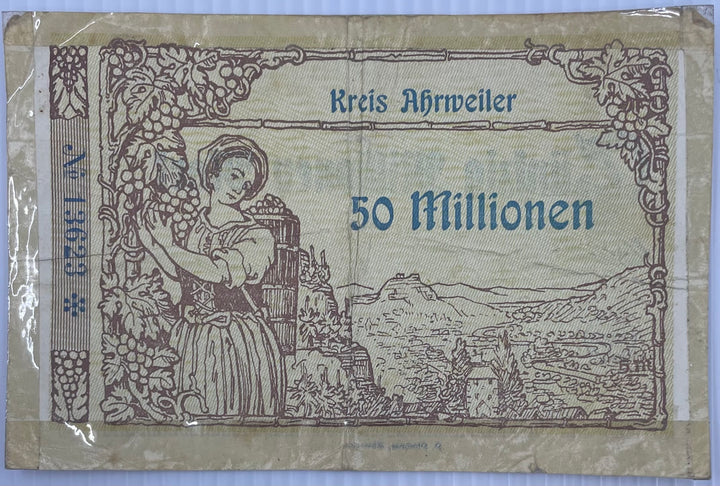 1923 Germany 20 Million Mark Circulated World Banknote