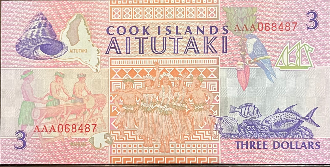 Cook Islands 1992 3 Dollars P-7 UNC World Banknote Currency