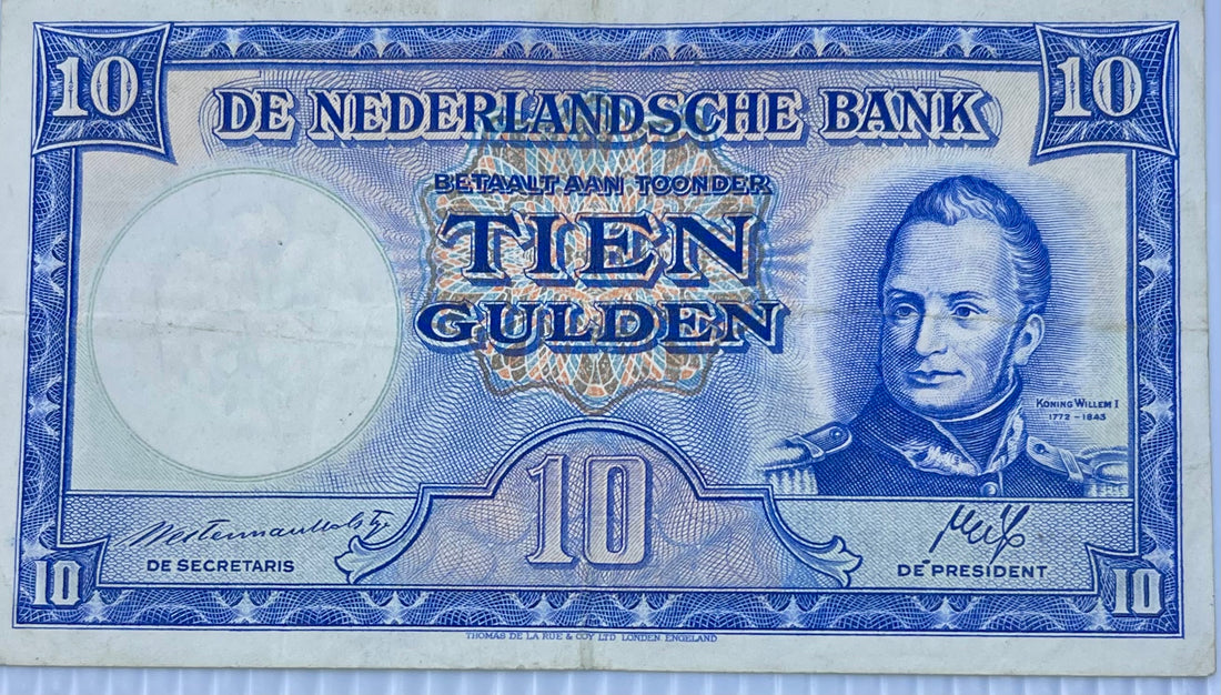 Netherlands 1945 10 Gulden P-75
