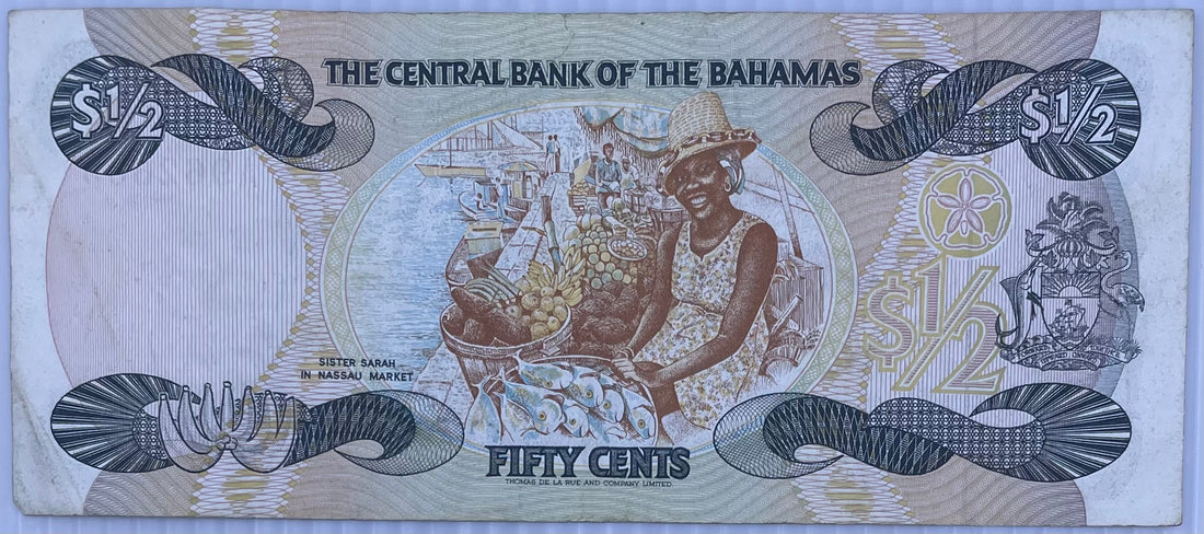 Bahamas - 1/2 Dollar 50 Cents 1974 ( 1984 ) P. 42, Used WorldBanknote