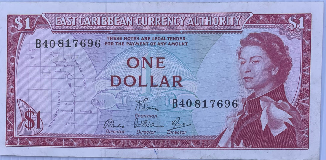 1965 East Caribbean $1 Dollar  P-13d, Used World Banknote