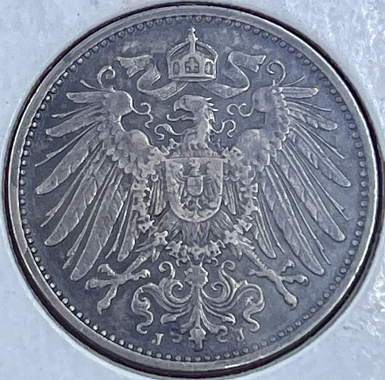 1906-J GERMANY 1 MARK,  Silver Coin