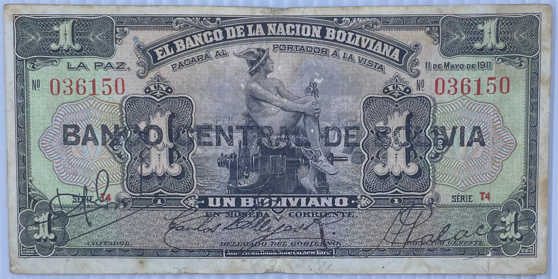 Bolivia 1911 1 Boliviana P-102 Used Banknote From Lot