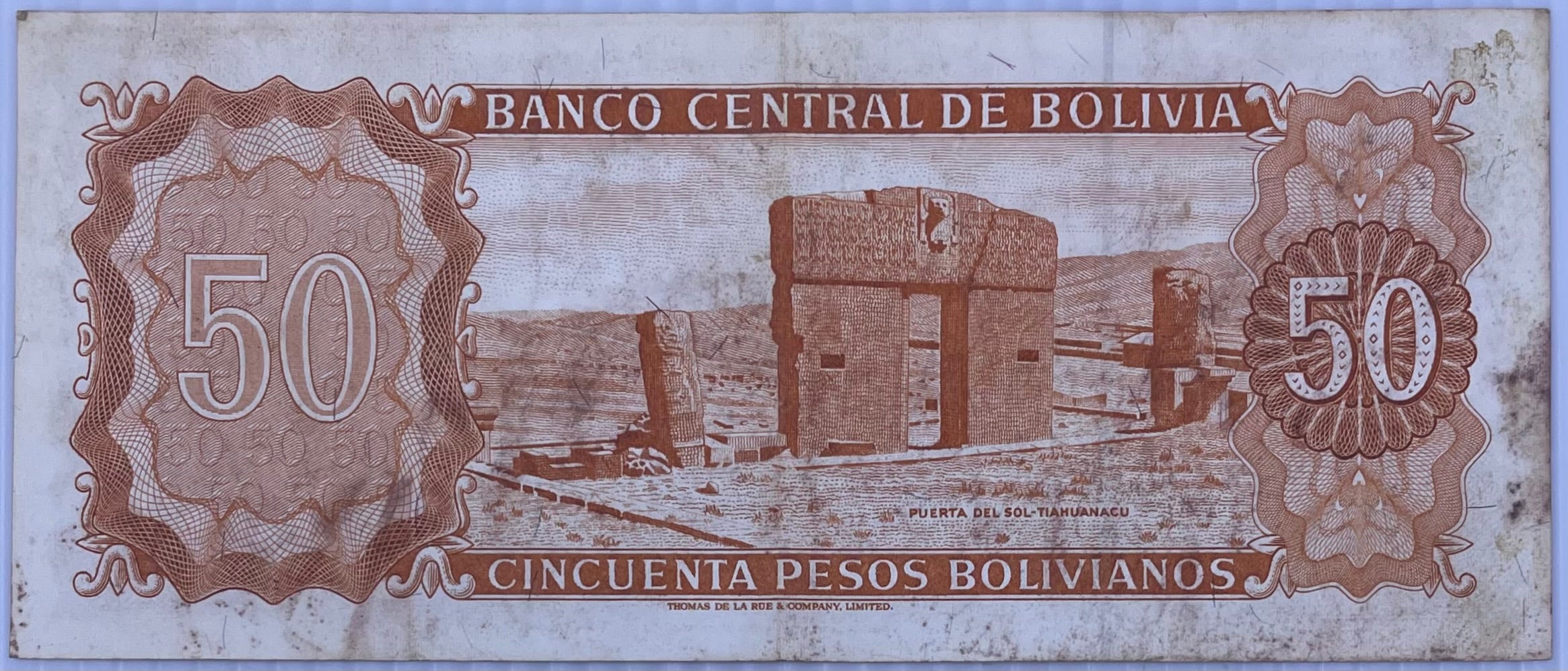 BOLIVIA, 50 PESOS BOLIVIANOS, 1962 P162 Used World Banknote From Lot