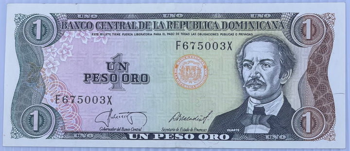 1987 Dominican Republic 1 Peso Oro  P-126b World Banknote