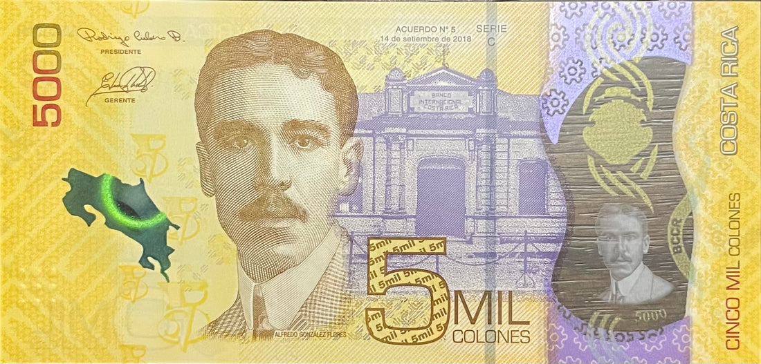 Costa Rica 2018 5000 Colones P-282 UNC Monkey Polymer World Banknote