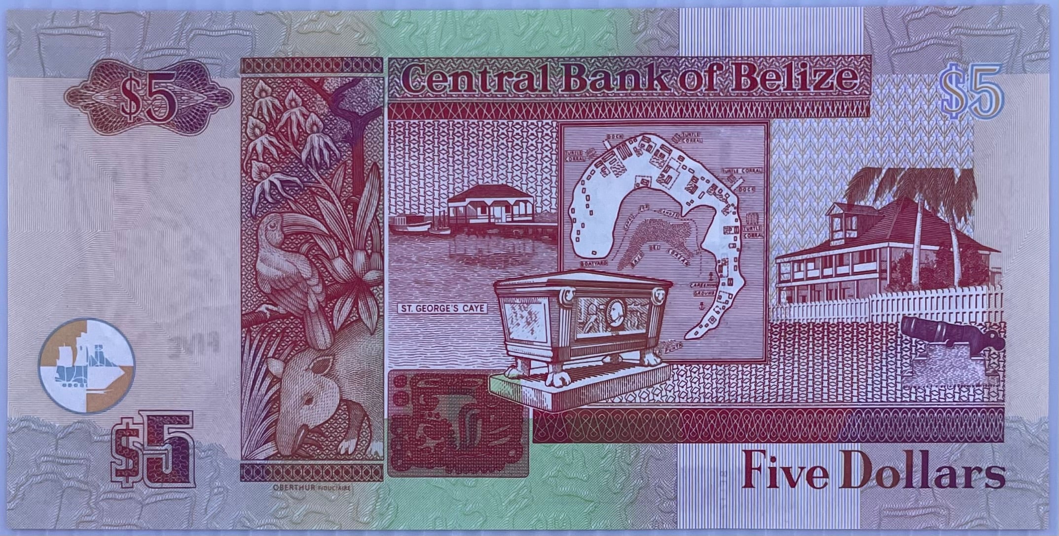 Belize 5 Dollars P 67h 2020 UNC Queen Elizabeth II Banknote