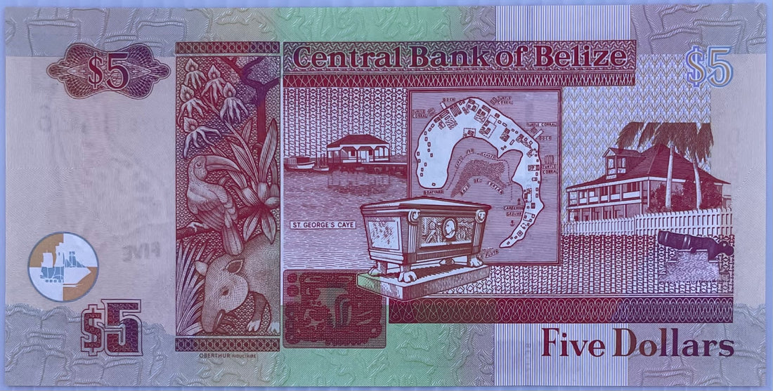 Belize 5 Dollars P 67h 2020 UNC Queen Elizabeth II Banknote