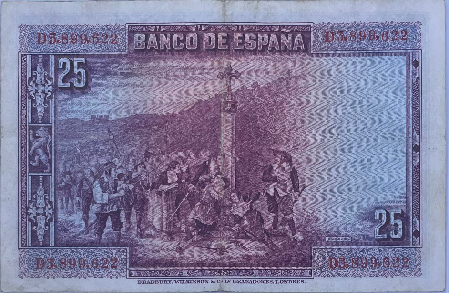 1923 Spain 25 Pesetas P-81 Used World Banknote