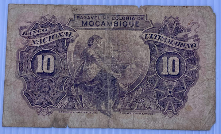Mozambique 1945 10 Escudos P-95 Used World Banknote