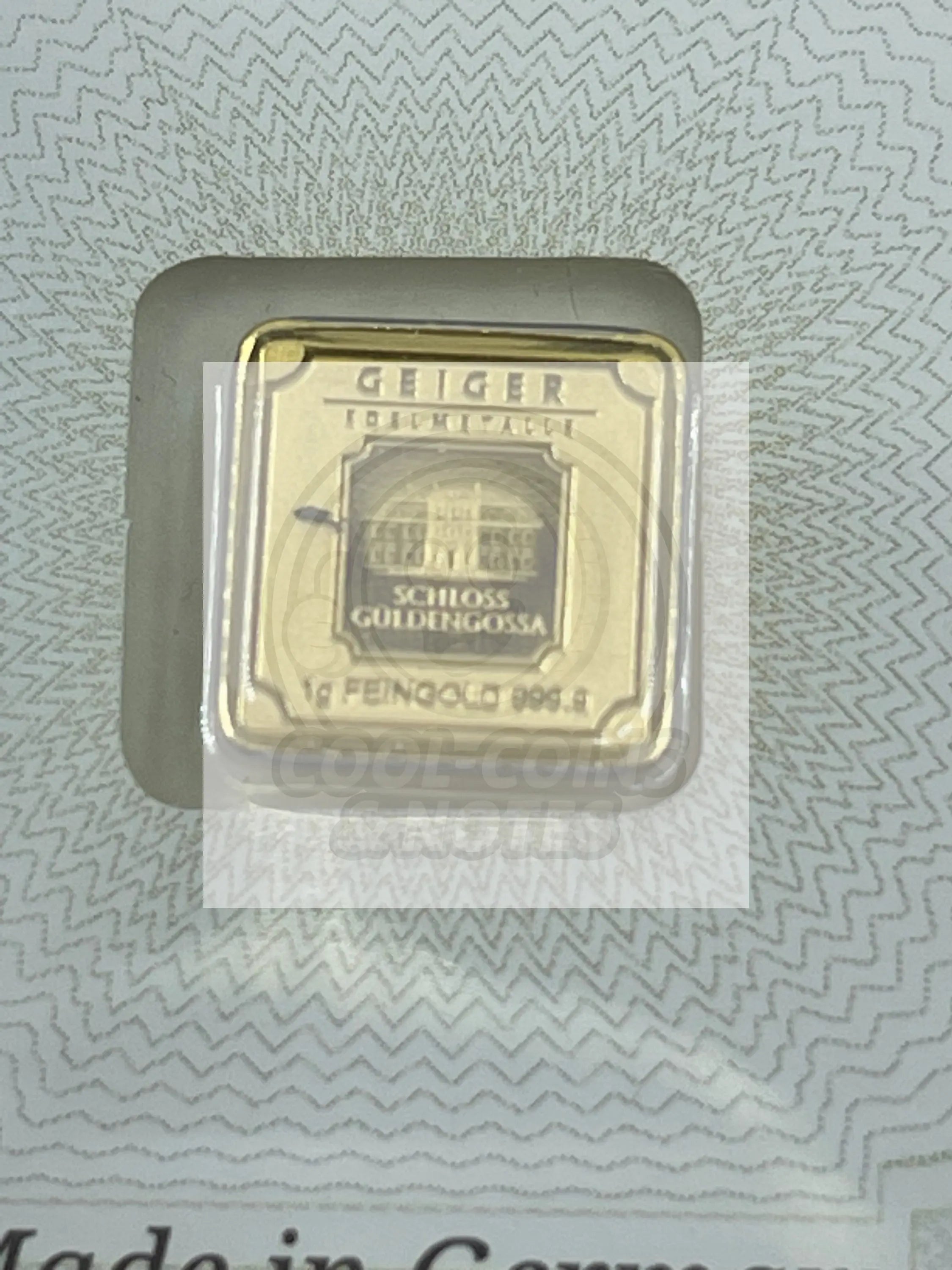 1 Gram Gold Bar - Geiger Edelmetalle (Encapsulated w/Assay) - Cool Coins & Notes