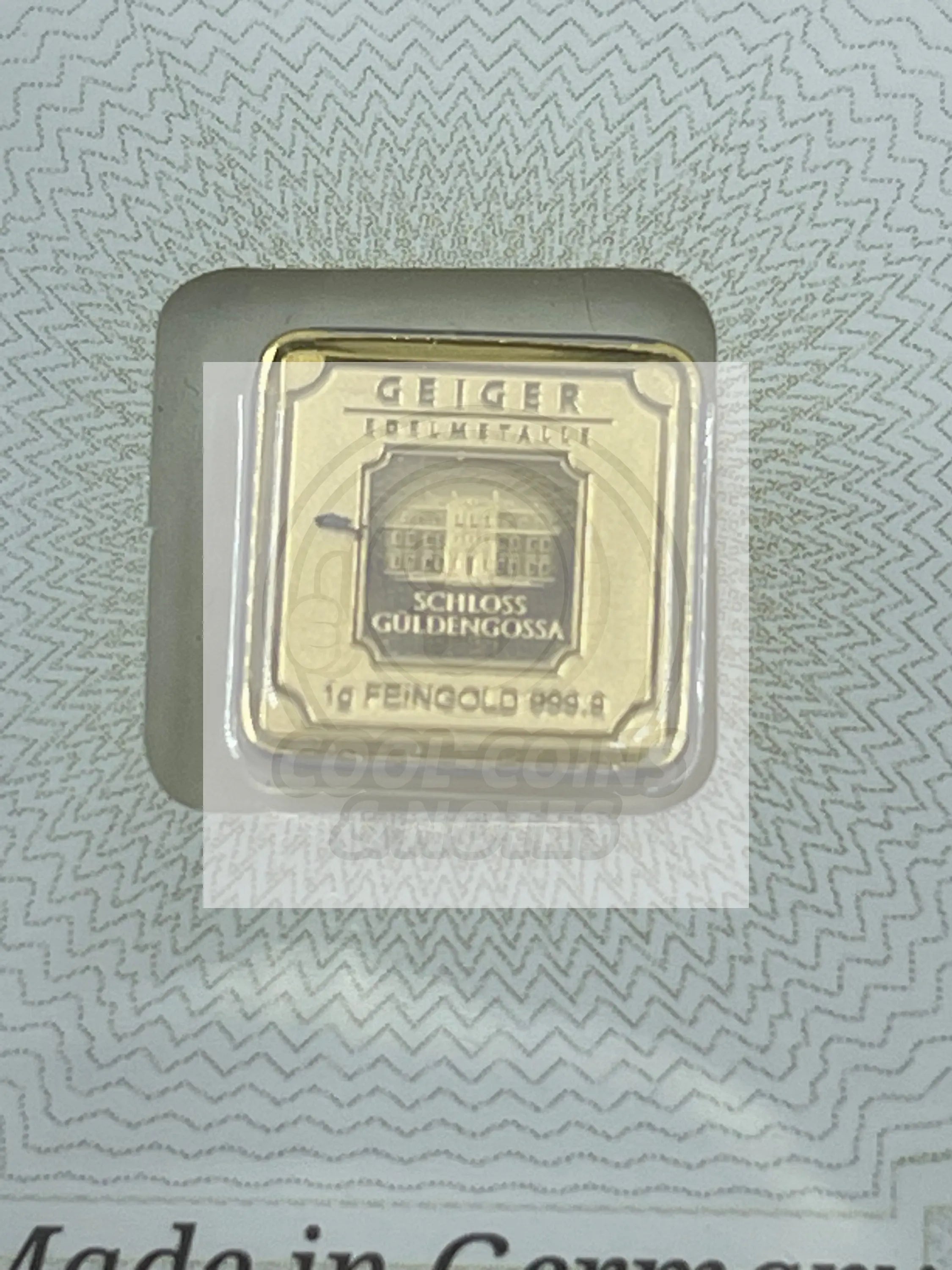 1 Gram Gold Bar - Geiger Edelmetalle (Encapsulated w/Assay) - Cool Coins & Notes