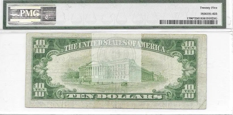 1953 Silver Certificate $10 note graded PMG VF vintage US currency