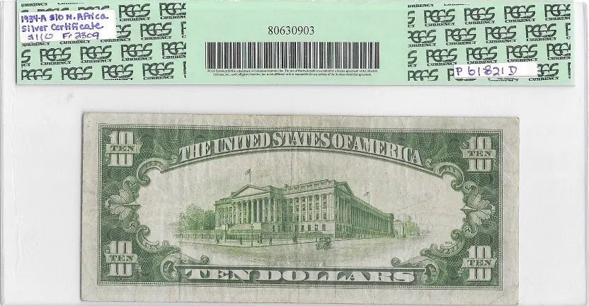$10 North Africa Silver Certificate 1934 A 25PPQ - Cool Coins & Notes