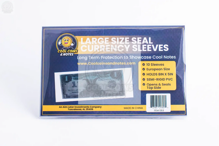 100 Banknote Currency Seal Sleeves Large European Size Currency Topload Holders Notes Cool Coins & Notes - Cool Coins & Notes