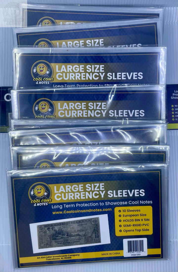 100 Banknote Currency Sleeves Rigid Large European Size Topload Holders Notes Cool Coins & Notes - Cool Coins & Notes