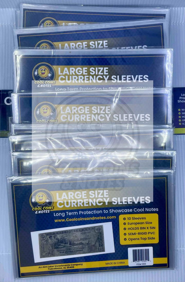 100 Banknote Currency Sleeves Rigid Large European Size Topload Holders Notes Cool Coins & Notes - Cool Coins & Notes