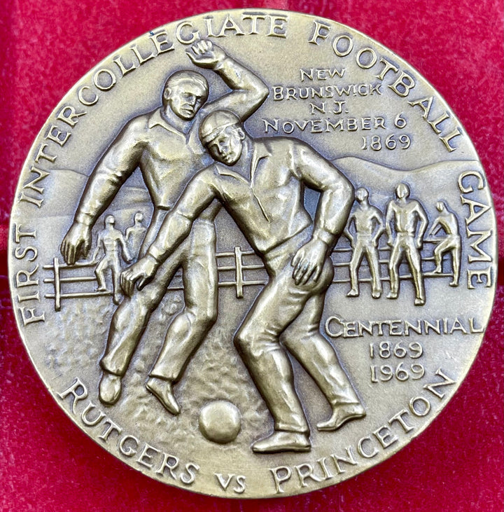 1869-1969 1st Intercollegiate Football Game Medal Rutgers Vs Princeton Hall of Fame Bronze