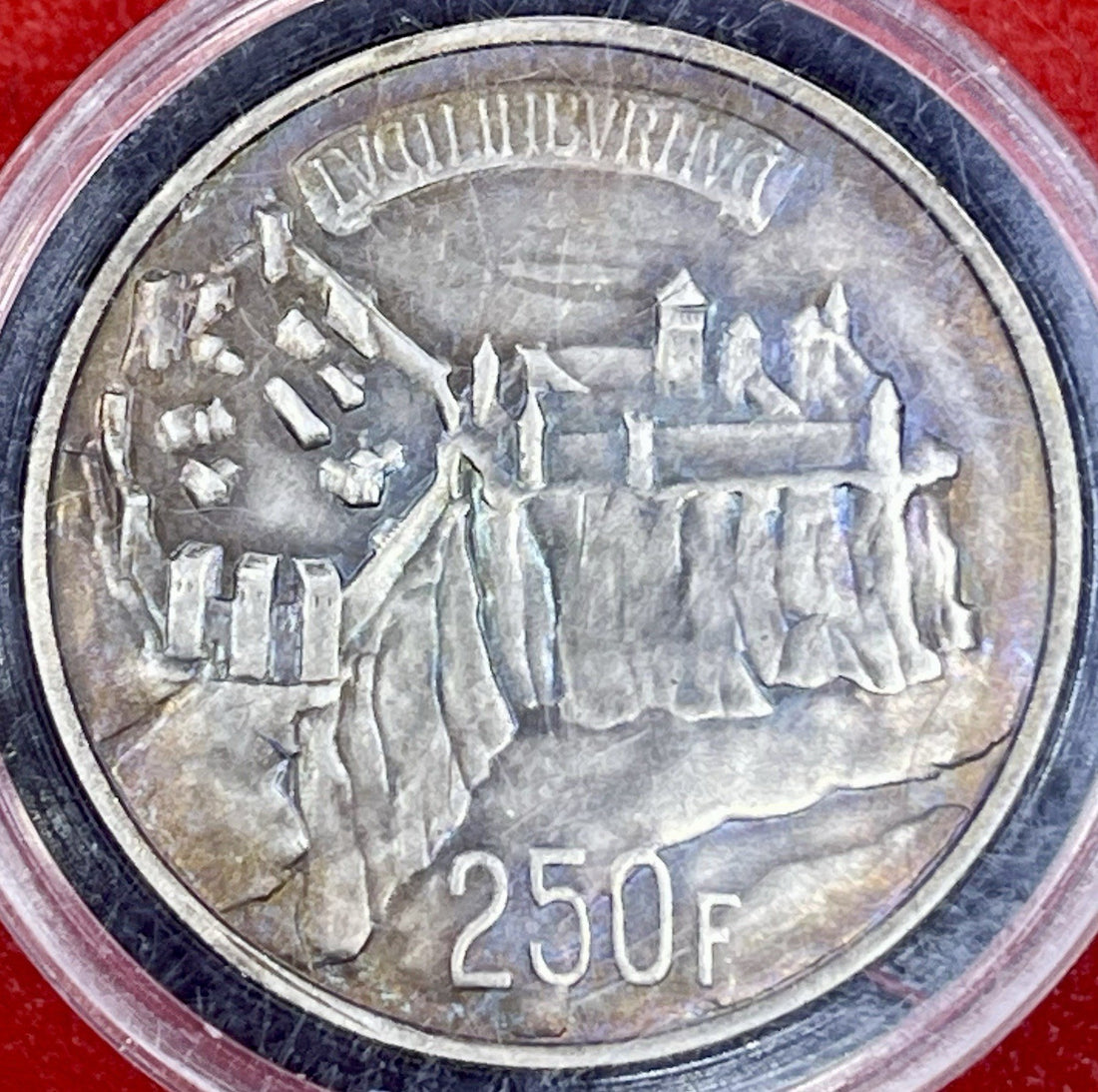 1963 Millennium of Luxembourg City 250 Francs Silver Coin KM# 53