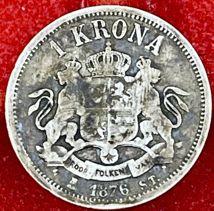 1876 Sweden 1 Krona Silver Oscar II KM7411876 Sweden 1 Krona Silver Oscar II