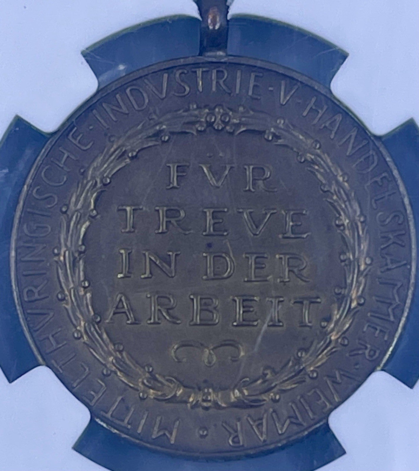 SCARCE KARL GOETZ MEDAL KIENAST 360 30MM CHAMBER OF COMMERCE WEIMAR NGC 63