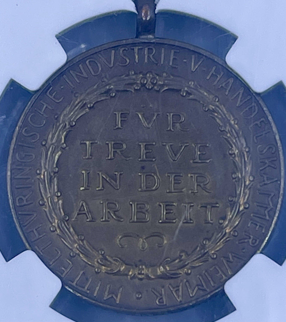 SCARCE KARL GOETZ MEDAL KIENAST 360 30MM CHAMBER OF COMMERCE WEIMAR NGC 63