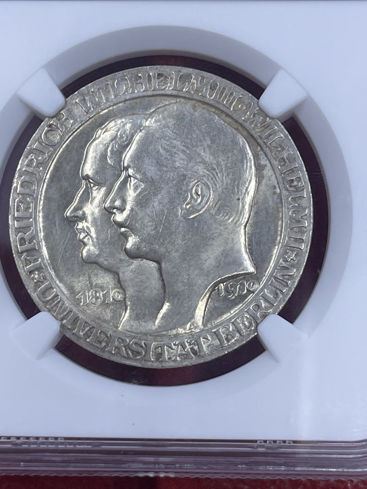1912 GERMANY SILVER 3 MARK PRUSSIA WILHELM II NGC MS 61 NICE LUSTER