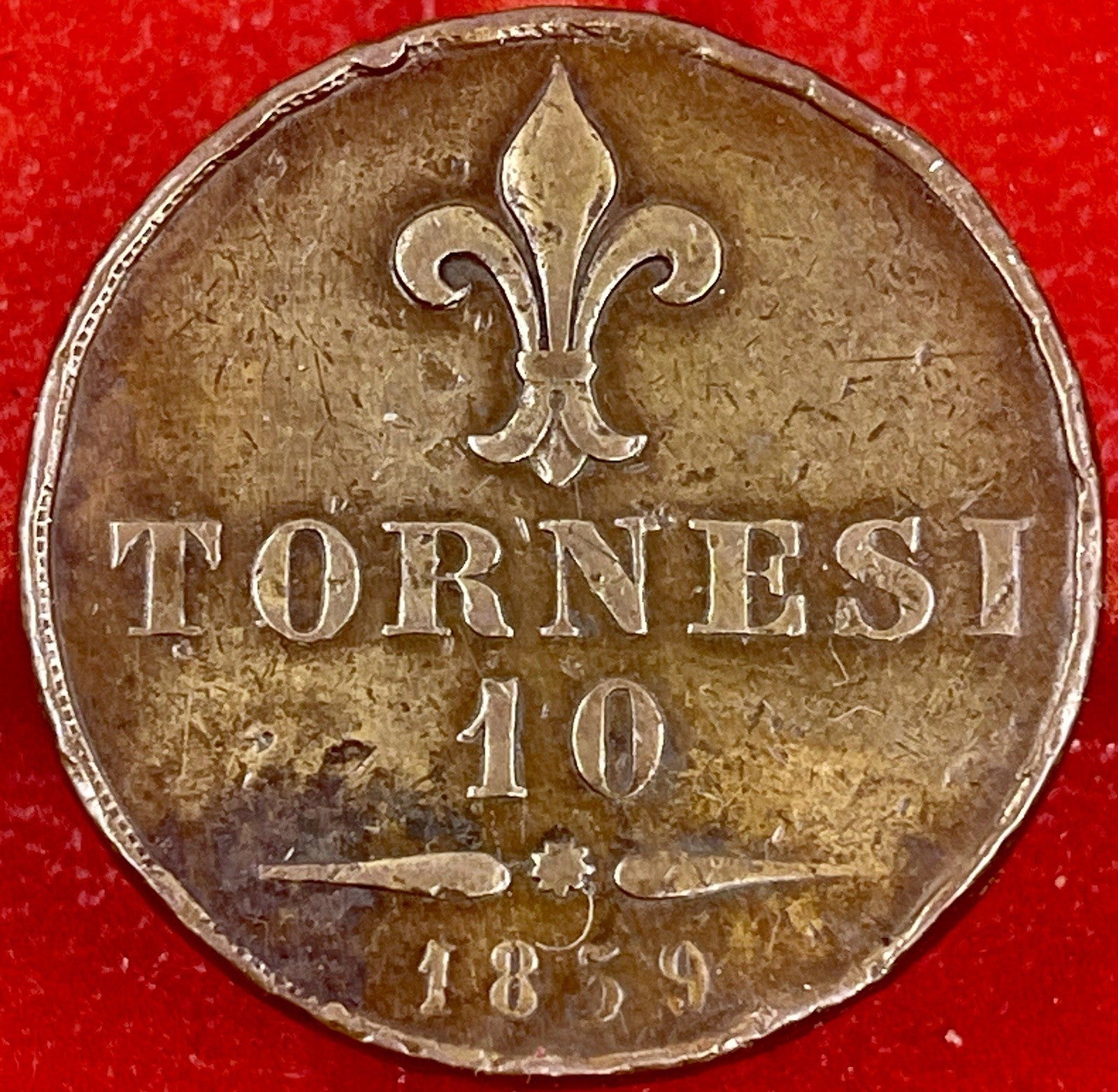 REGNO DUE SICILIE 10 tornesi 1859 Francesco II di Borbone Italy Coin