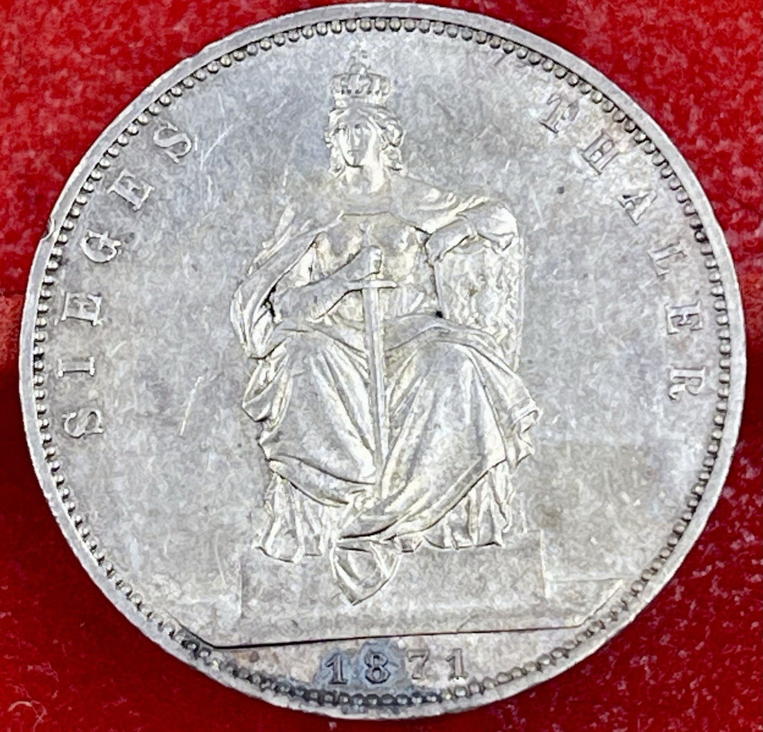 1871 Prussia 1 Thaler Silver Coin – Victory Over France – Wilhelm I – KM#500