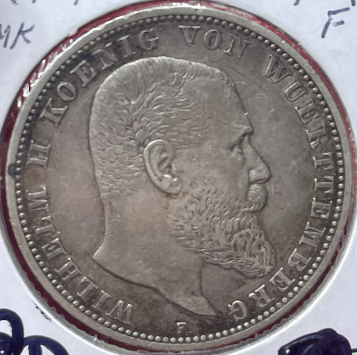 1907-F Germany Prussia FUNF FIVE MARK 5 Imperial German Empire Coin Kaiser Konig