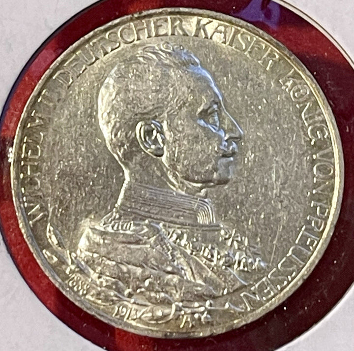 1913 A GERMANY/PRUSSIA ZWEI (2) MARK - WILHELM II - CH BU!!