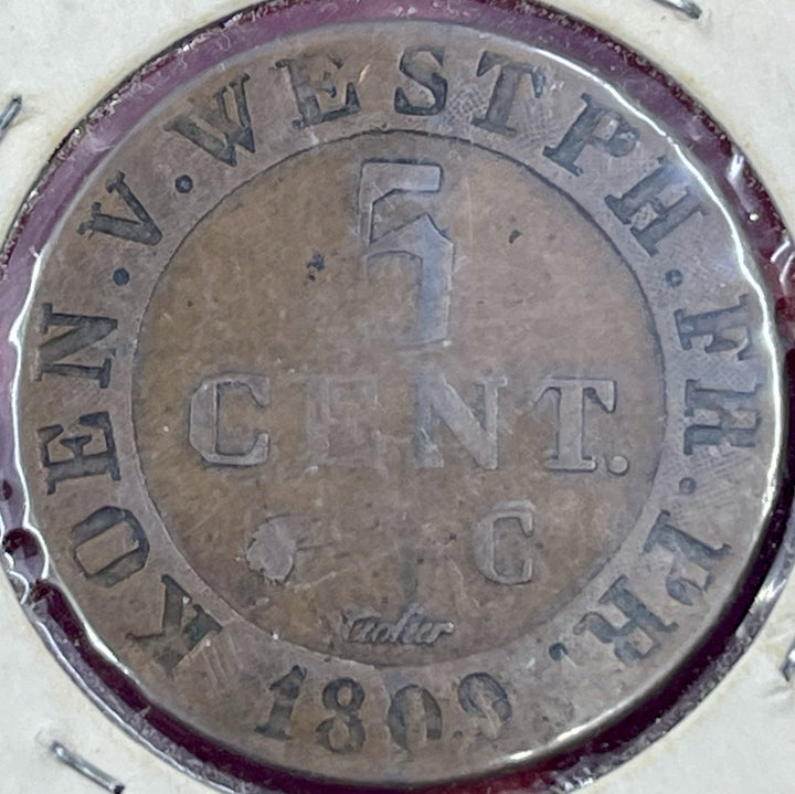 Germany Kingdom of Westphalia 1809 5 Centimes Cassel Mint Coin KM 94