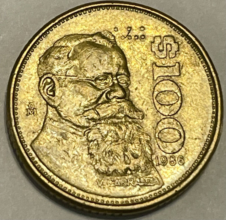 1986 Mexico 100 Pesos Coin Venustiano Carranza KM#493 Cu-Al-Ni