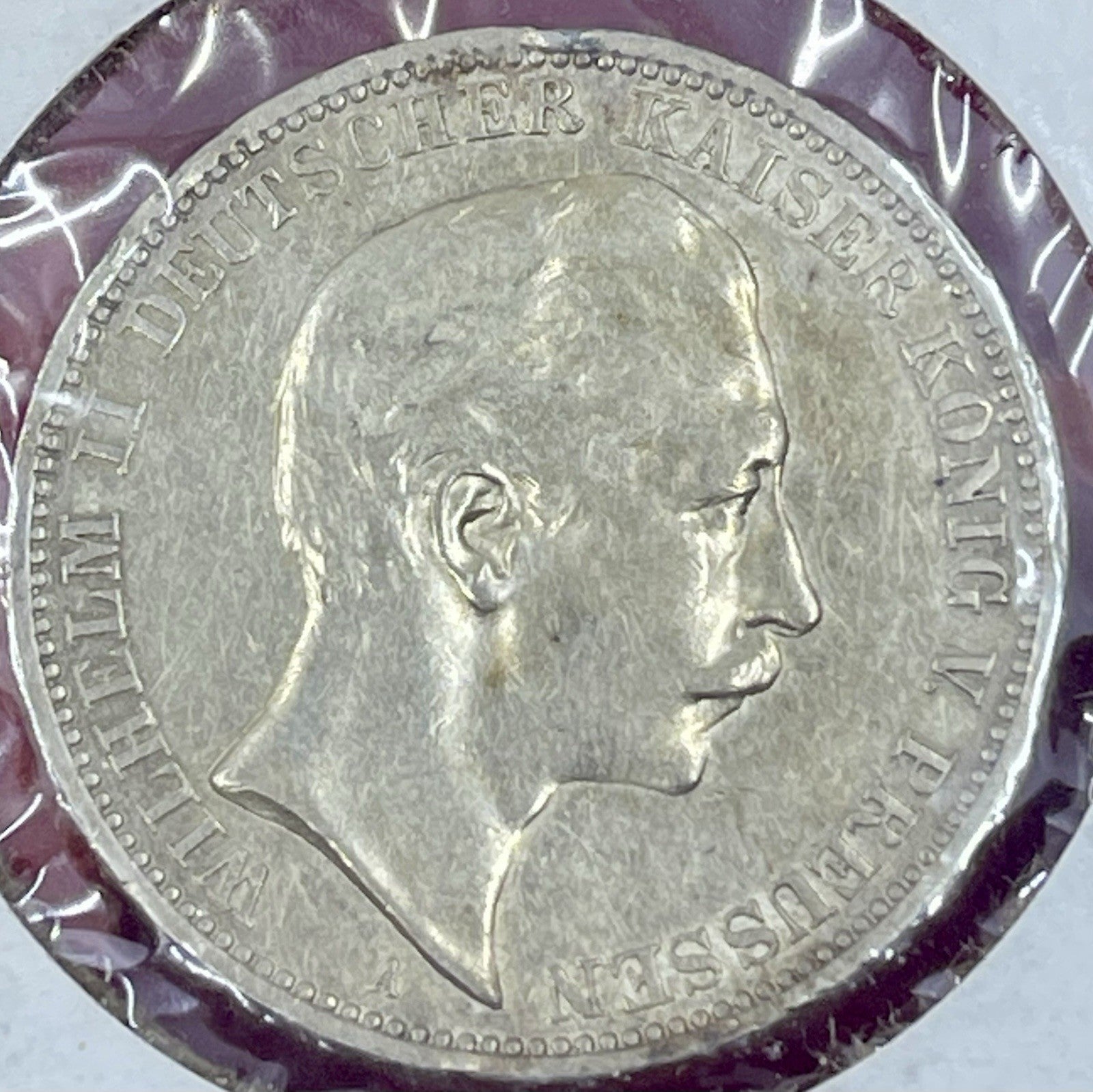 GERMANY. 1910, 3 Mark, Silver - Kaiser Wilhelm I, Prussia Eagle Berlin A Coin