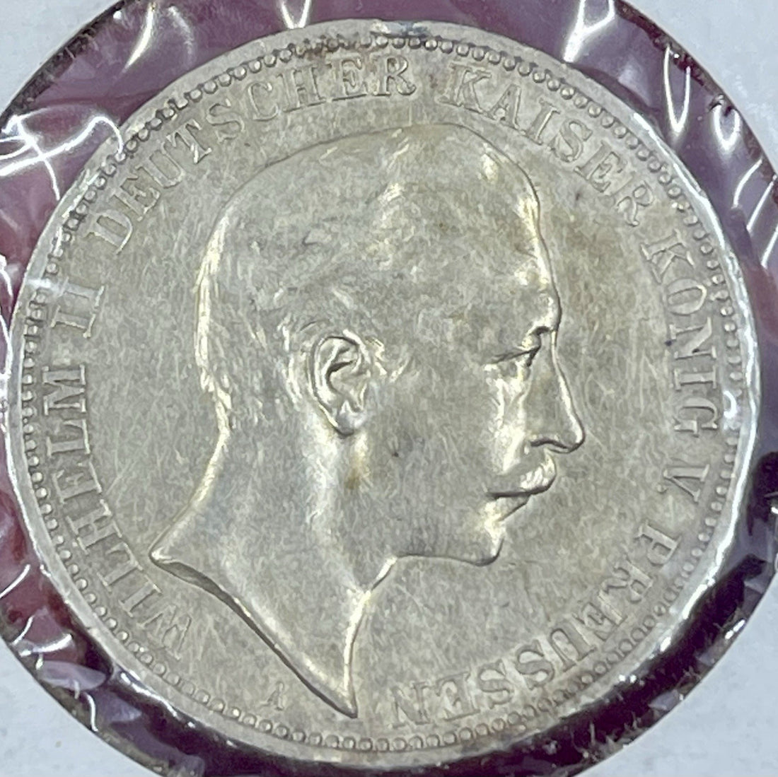 GERMANY. 1910, 3 Mark, Silver - Kaiser Wilhelm I, Prussia Eagle Berlin A Coin