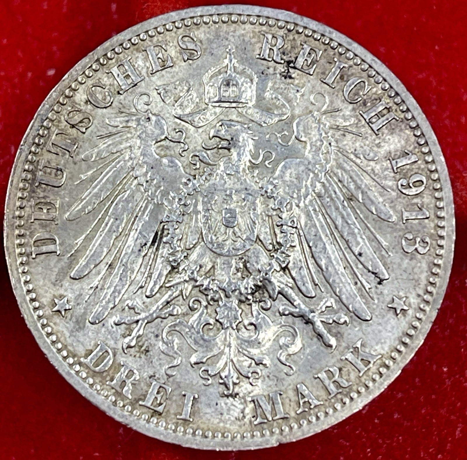 1913-E Germany 3 Mark Saxony Battle of Leipzig Silver ASW .4823 KM# 1275