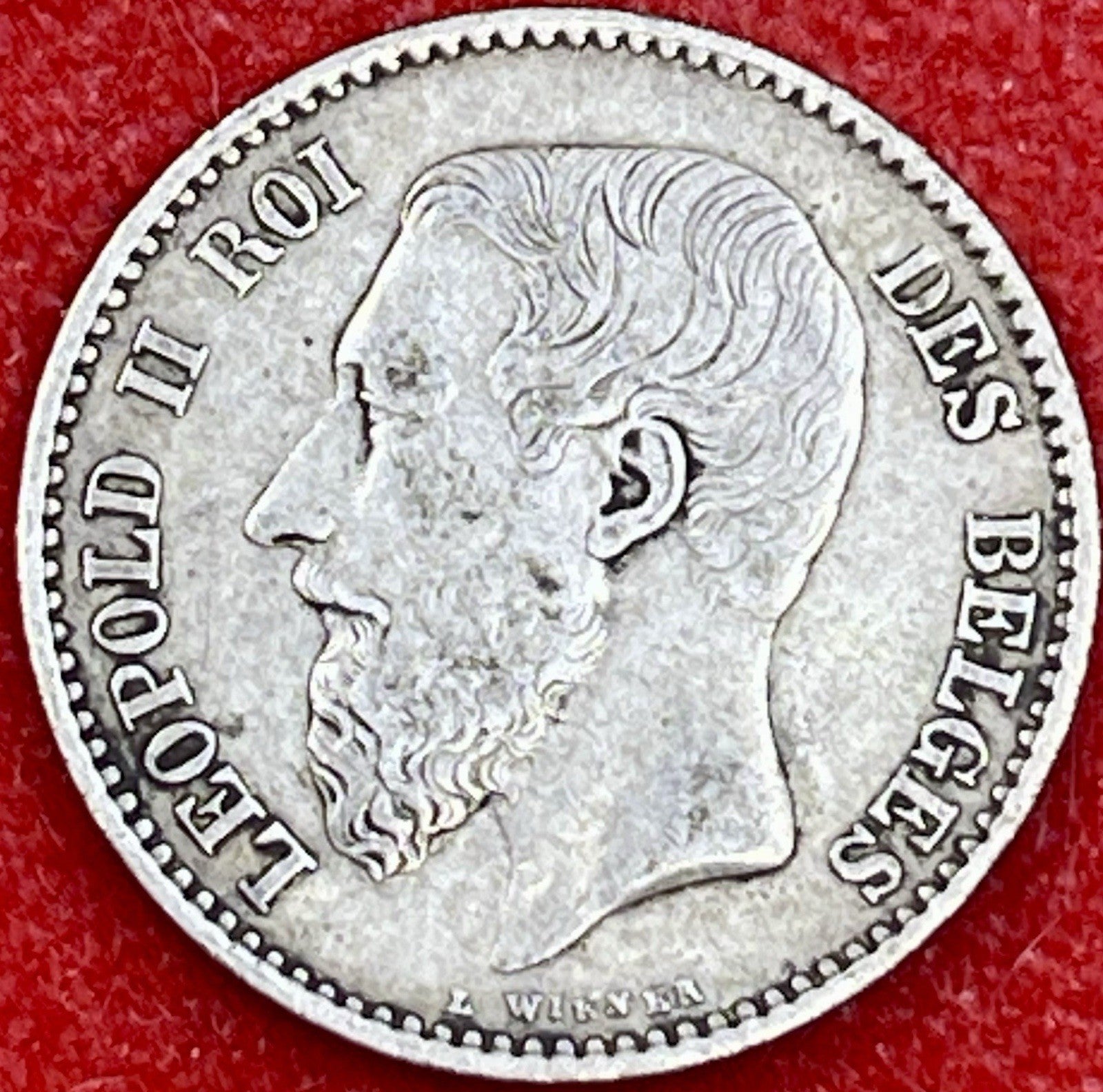 Belgium 1 Franc KM#28.1 XF .835 Silver .1342 ASW