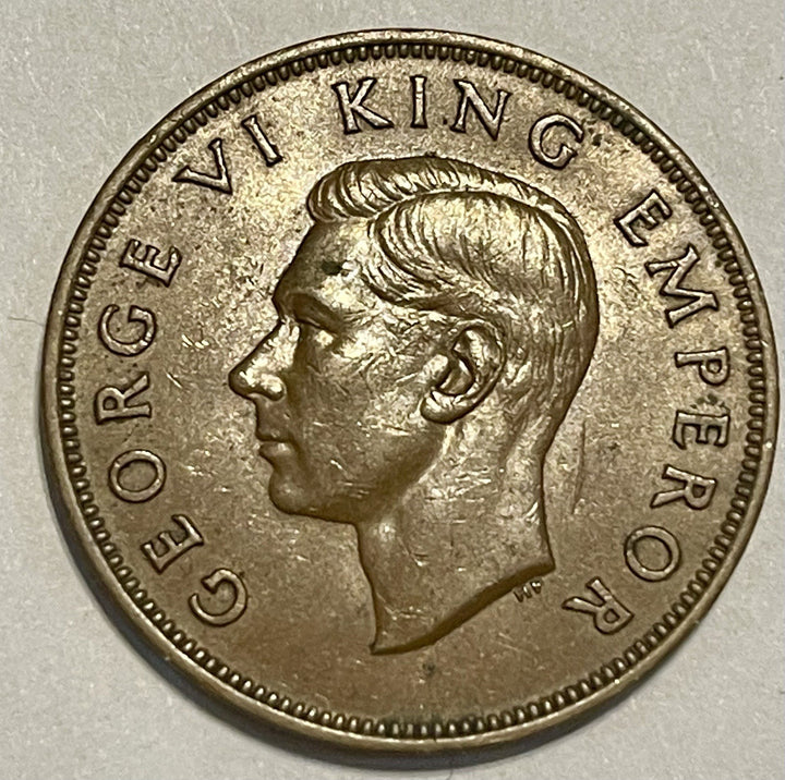 1940 New Zealand One Penny George VI Bronze Tui Bird Coin KM#13