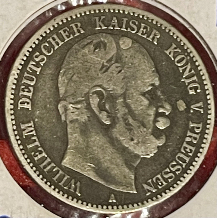 1876-A Prussia 2 Marks KM-506 Silver Coin