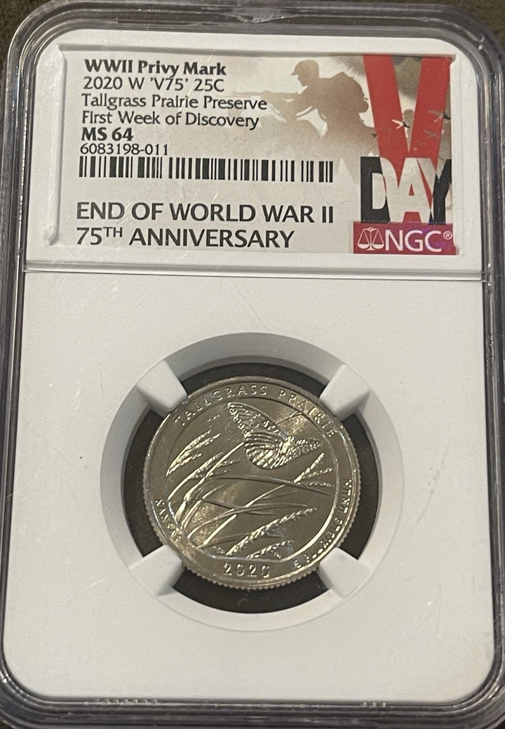 2020 W TALLGRASS PRAIRIE V75 QUARTER END OF WORLD WAR II  NGC MS64 EARLY RELEASE