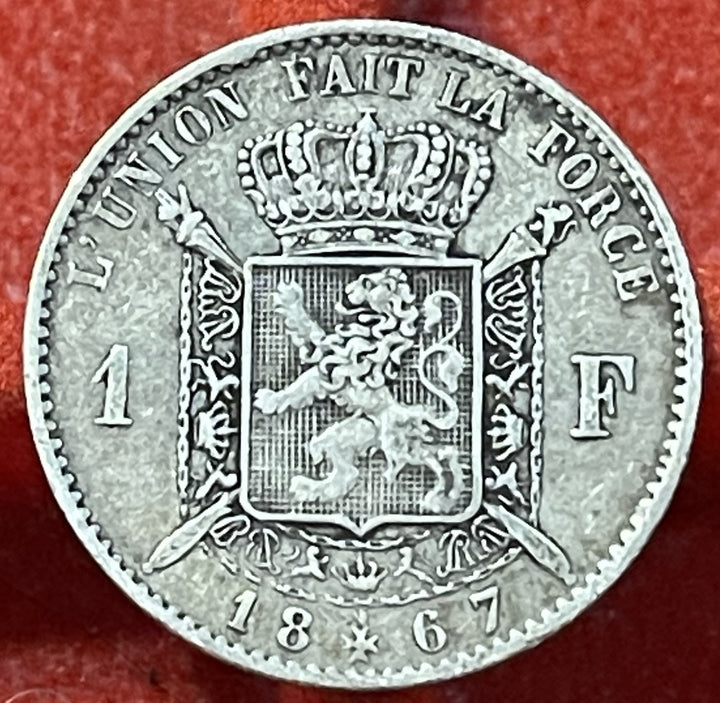 Belgium Silver 1 Franc 1867 coin
