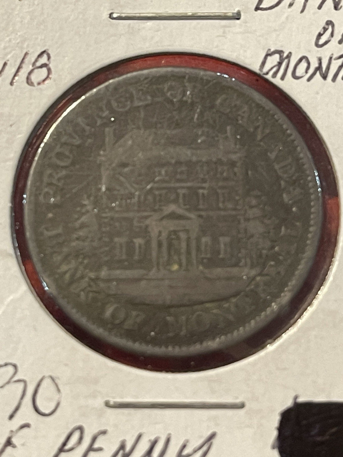 1844 Bank of Montreal Half Penny Token – KM# TN18 – Lower Canada