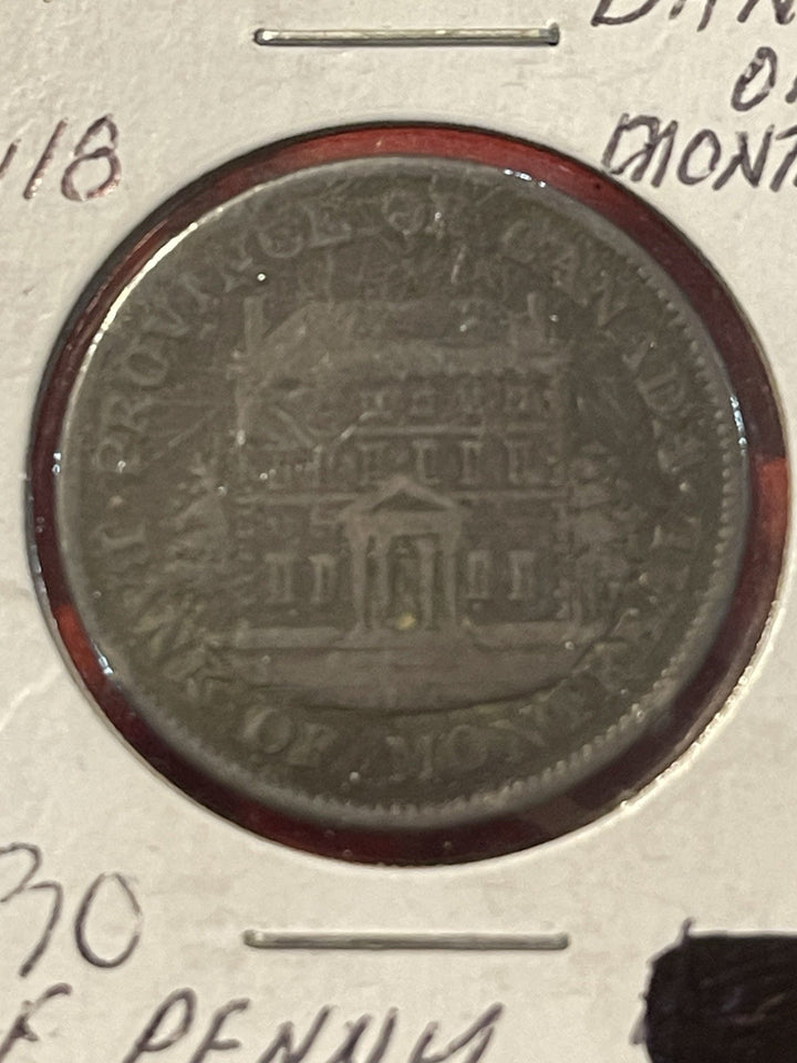 1844 Bank of Montreal Half Penny Token – KM# TN18 – Lower Canada